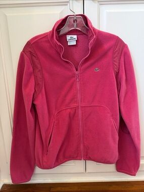 Lacoste Medium Pink Zip-Up Fleece Jacket size 38/Med